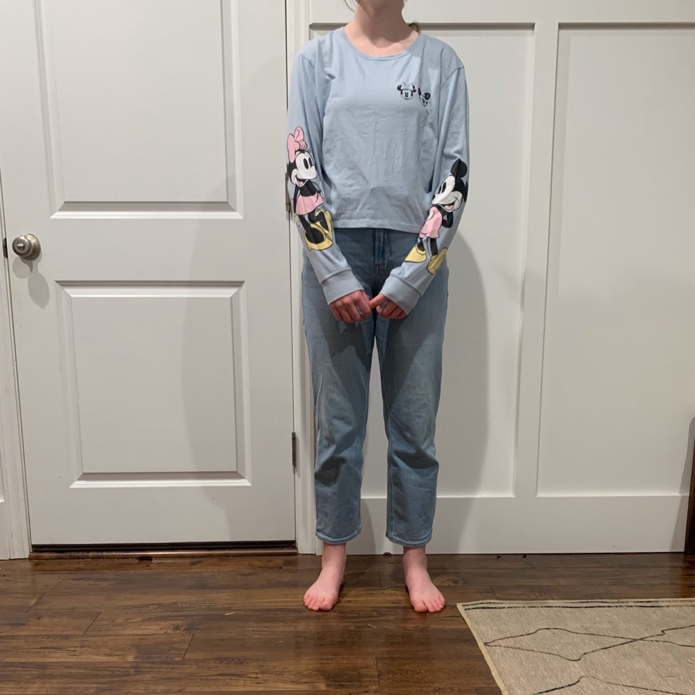 Disney long sleeve kids large cropped tee shirt gently used